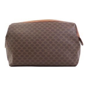 Celine clutch bag pouch brown Macadam coated canvas